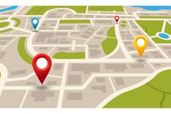 City map. Navigation plan with pointers. Location and transp Product Image 1