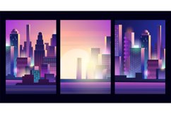 Glow city landscape. Cyberpunk style urban, futuristic neon Product Image 1