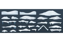 Snow piles. Realistic winter white snowcaps, snowy top effec Product Image 1