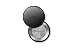 Round pinned badges. 3D black broches. View on back and fron Product Image 1