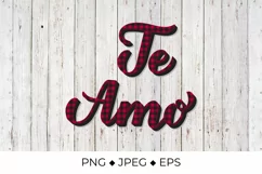 Te Amo lettering. I Love You in Spanish. Red buffalo pattern Product Image 1