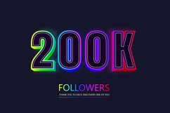 200k social followers and subscribers neon text effect. Product Image 1