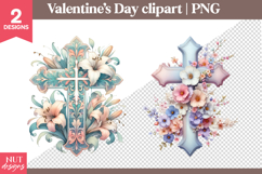 Christian Cross clipart Floral Cross Sublimation Easter Product Image 1