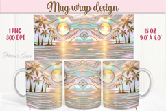 Summer beach palm tree mug wrap 15oz sublimation designs png Product Image 1