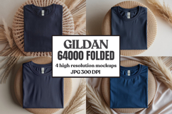 Gildan 64000 Folded Tshirt Mockup , Folded Tee Flat Lay Product Image 1