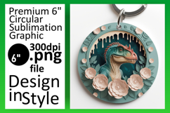 Cute Keychain Circle Design PNG , Cute Dino Product Image 1