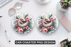 Pangolin Car Coaster Sublimation| Animal Coaster PNG Product Image 1