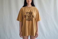 Mustard Comfort Colors 1717 T-shirt Mockups, Real Model Product Image 1