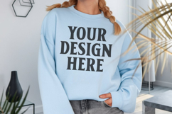 Gildan 18000 Light Blue Mockup , Crewneck Sweatshirt Boho Product Image 1