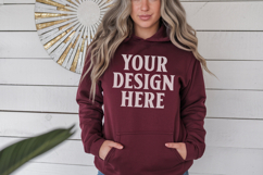 Maroon Gildan 18500 Hoodie Mockup, G18000 Hoodie Model mock Product Image 1