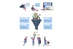 Sales funnel infographic. Marketing processes business costu Product Image 1