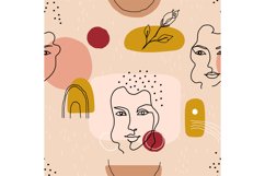 Abstract face pattern. Seamless minimalist contemporary girl Product Image 1