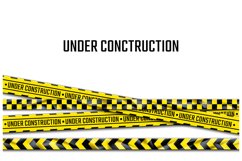 Under construction banner. Realistic black and yellow adhesi Product Image 1