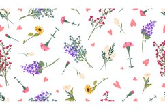Wild flowers pattern. Spring summer print, love romantic flo Product Image 1