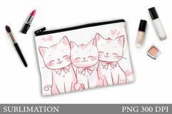 Cute Cat Sublimation. Cut Cat Makeup Bag Design Product Image 1