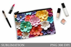3D Flowers Makeup Bag Design. 3D Floral Makeup Bag Product Image 1