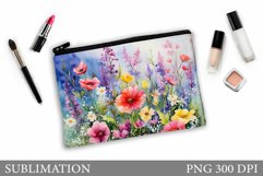 Flowers Makeup Bag Sublimation. Floral Makeup Pouch Design Product Image 1