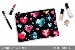 Hearts Makeup Bag Sublimation. Hearts Makeup Pouch Design Product Image 1