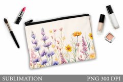 Wildflowers Makeup Bag Design. Flowers Makeup Pouch Product Image 1