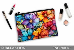 Flowers Makeup Bag Design. Floral Makeup Pouch Sublimation Product Image 1