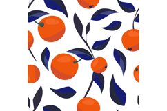 Contemporary art pattern. Juicy oranges and blue leaves. Abs Product Image 1