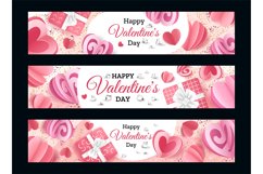 Valentines Day banners. Realistic romantic invitation or gre Product Image 1