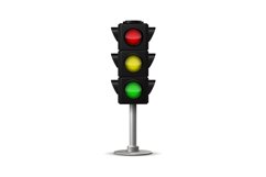 Realistic city traffic light. Vector stoplight with green ye Product Image 1