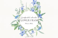 Blue watercolor wreath for wedding invitation #w124 Product Image 1