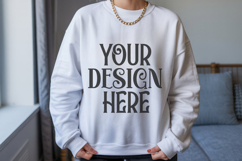 White Gildan 18000 Mockup, Sweatshirt Crewneck Mockups Product Image 1