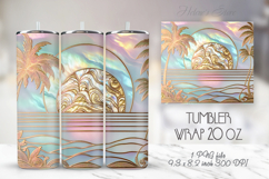 Palm tree summer beach tumbler 20oz wrap sublimation bundle Product Image 8