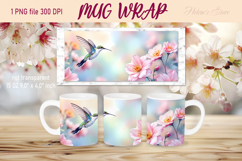 Bright hummingdird and flowers mug wrap sublimation design Product Image 1