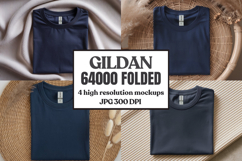Gildan 64000 Folded Tshirt Mockup , Folded Tee Flat Lay Product Image 1