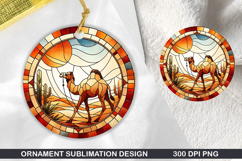Camel Stained Glass Ornament PNG, Sublimation PNG Design Product Image 1