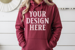 Maroon Gildan 18500 Hoodie Mockup, G18000 Hoodie Model mock Product Image 1
