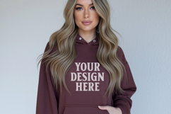 Maroon Gildan 18500 Hoodie Sweatshirt Mockup, 185 mock- Product Image 1