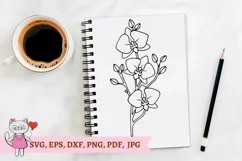 Orchid outline Flower SVG cut file, hand drawn, line art, Product Image 1
