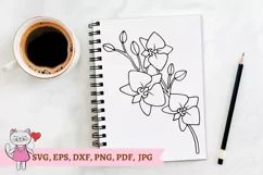 Orchid outline Flower SVG cut file, hand drawn, line art, Product Image 2