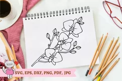 Orchid outline Flower SVG cut file, hand drawn, line art, Product Image 2