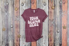 Heather Maroon Bella Canvas 3001 Mockup, Christmas Mockup Product Image 1