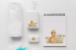 Watercolor Spring Duckling Clipart PNG, Seamless Patterns Product Image 7