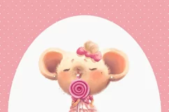 Cute Mouse with lollipop PNG, Cute Little Animals Product Image 3