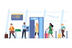 Passengers and tourists pass through gates with detectors at Product Image 1