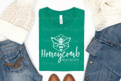 Bella Canvas 3001 Kelly Mockup, Winter Folded T-Shirt Mockup Product Image 1