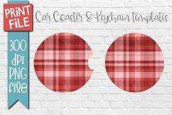 Valentine Plaid Car Coasters and Keychain Sublimation Design Product Image 1