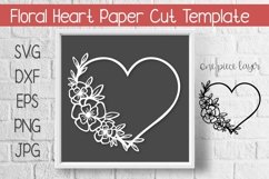 Heart with Flowers Paper Cut Template Product Image 1
