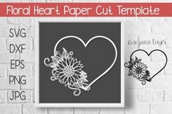 Heart Sunflower Frame Paper Cut Template Product Image 1