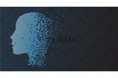 Human or robot digital head formed by pixels. Product Image 1