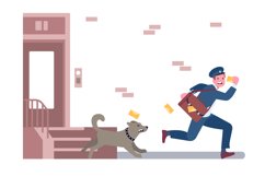 Postman running away from angry guard dog. Postal worker esc Product Image 1