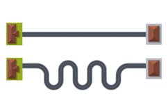 Concept of short, straight path and long way, winding path. Product Image 1