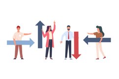 Set of men and women with large arrows in their hands showin Product Image 1